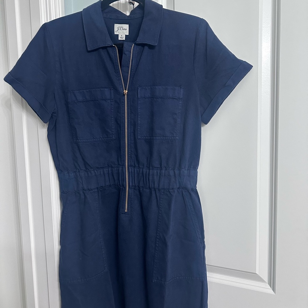 J. Crew Blue Polo Collar Sheath Mini Dress